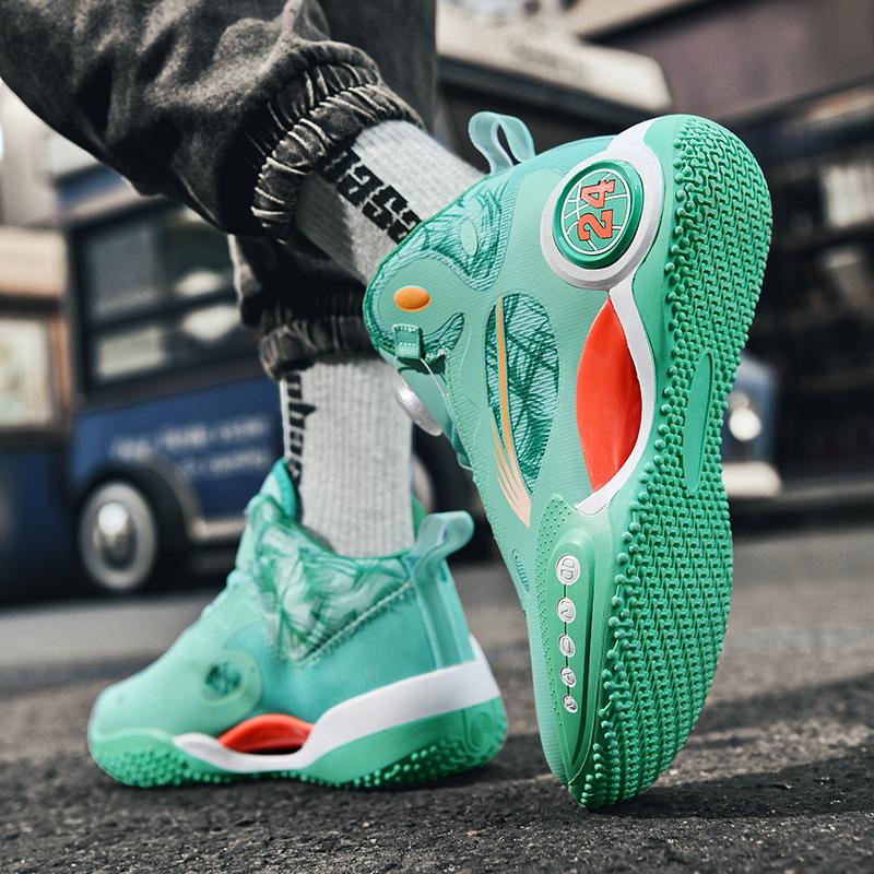Świecące w ciemności buty do koszykówki high bullet do prawdziwej walki męskie nowe profesjonalne młodzieżowe zapinane na obrotowy guzik oddychające buty sportowe