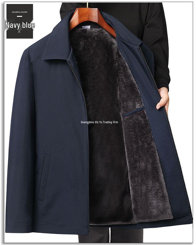 Men's Thickened Plush Jacket: Stylish Autumn/Winter Coat for Middle-Aged and Elderly Men