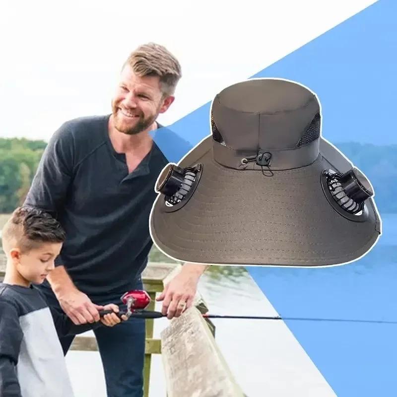Wide Brim Solar Fan Hat Detachable Solar-Powered Fan UV Resistant Summer Outdoor Hiking Fishing Sun Hat Portable Chargeable Caps