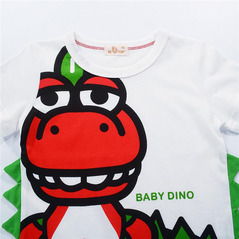 Koszulka z dinozaurem w stylu koreańskim dla chłopców - Kolekcja Lato 2025