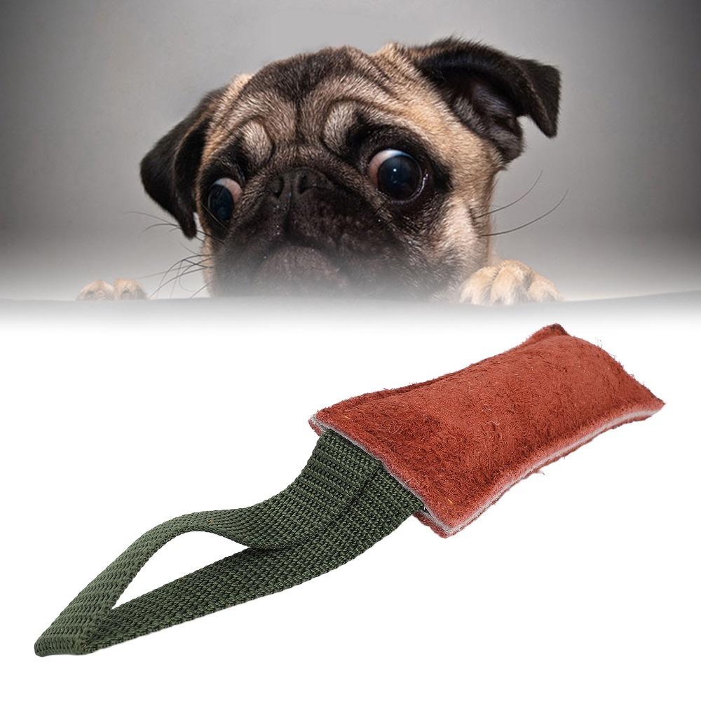 Teething Bite Stick Genuine Leather Tug Toy Dog Training Stick  Pet Daily Entertainment