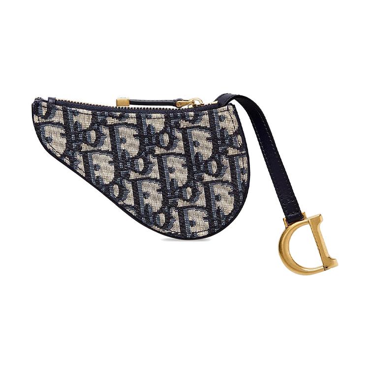 Dior SaddleOBLIQUE Sheepskin Saddle Bag Wallet Womens Blue