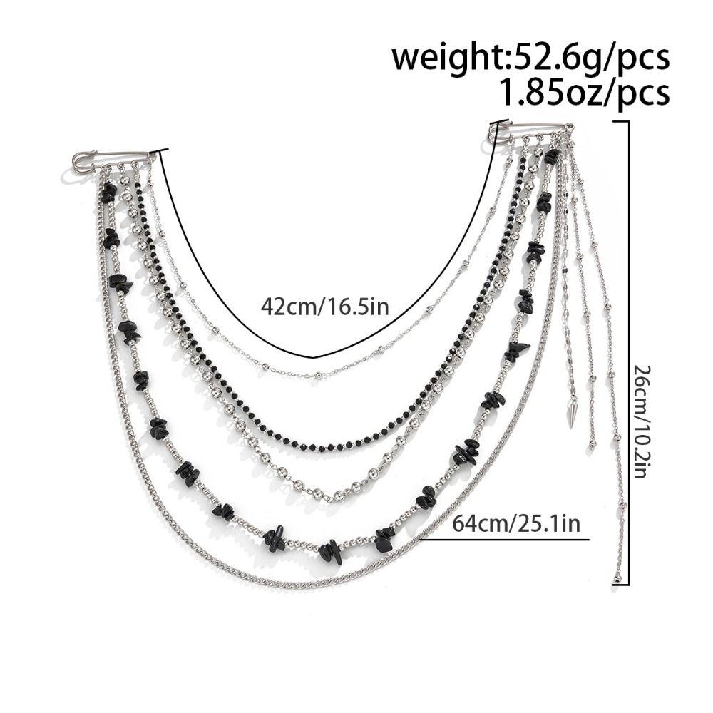 Water Droplet Fringe Tassel Chain Brooch Exaggerated Bead Fixed Ornament Women Girls