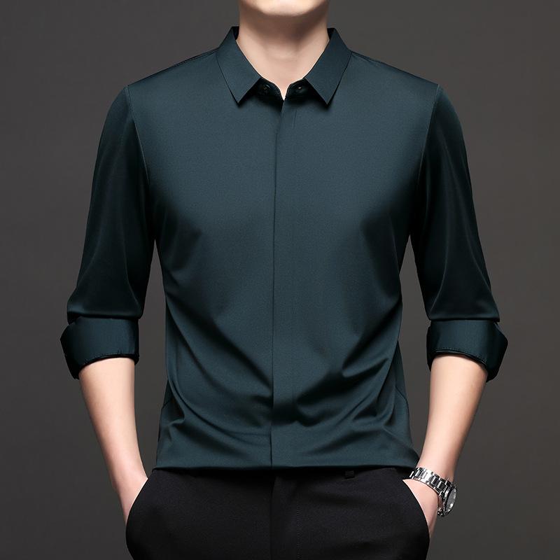 Middle-Aged & Young Men's Shirt Autumn Long Sleeve Lapel Collar Fashion Casual