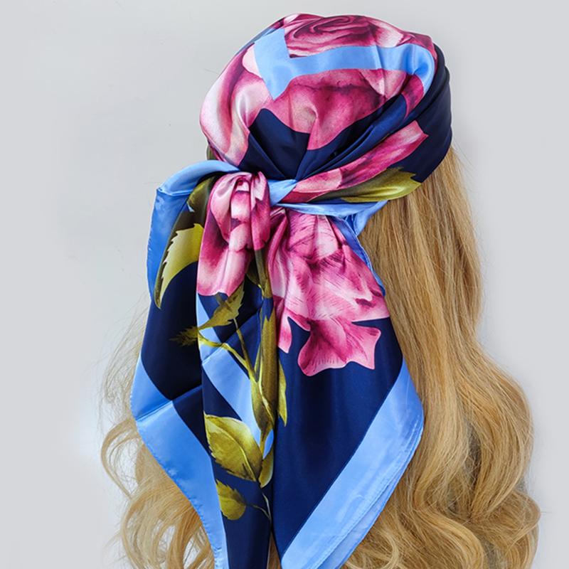 Four Seasons Square Kerchief Popular 90X90CM Stripe Shawls Fashion New Sunscreen Bandannas Europe And America Silk Scarves