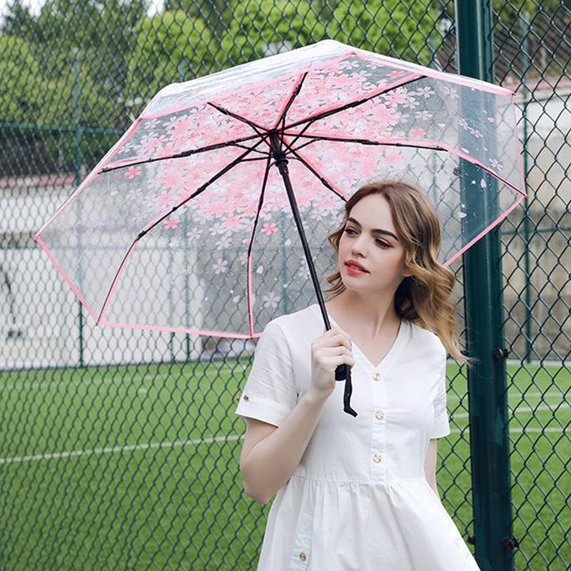 Складной милый зонт с цветами — фото 3