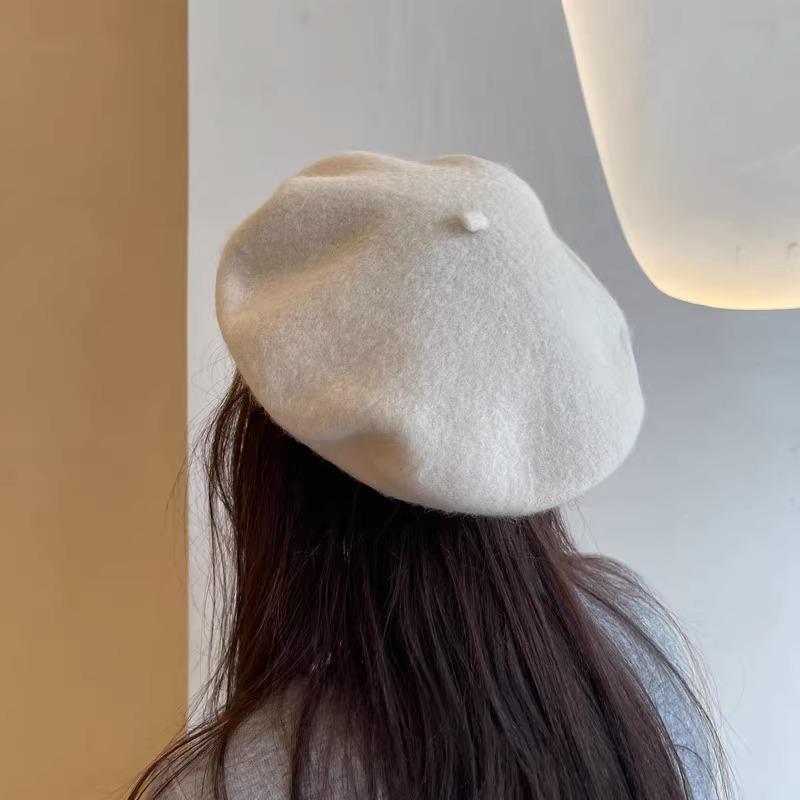 Berretto basco in lana alla moda coreana Beilei: Cappello da pittore versatile Autunno/Inverno
