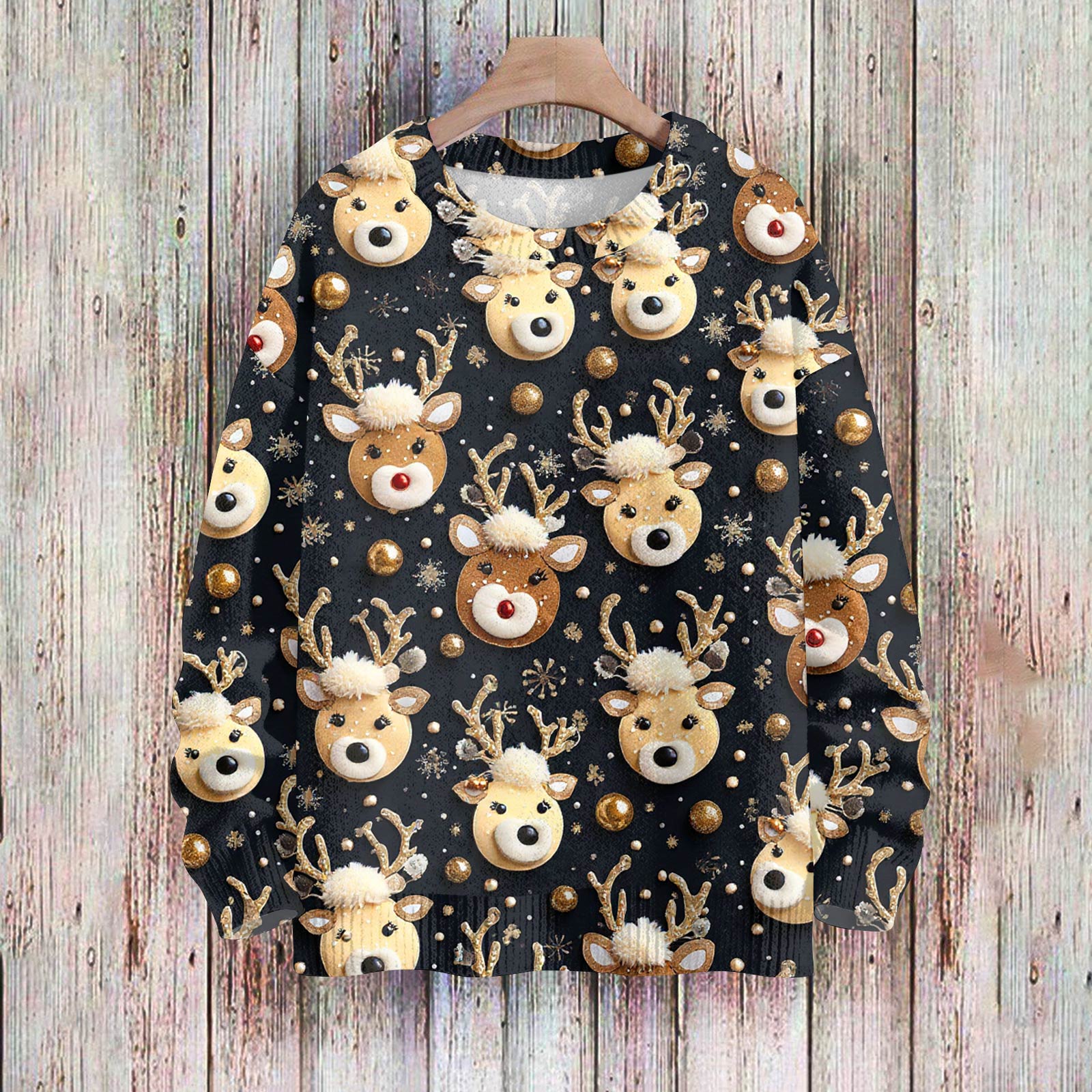 Christmas Sweatshirts For Women Knit Sweater Cute Shirt Fall Crewneck Pullover Tops L