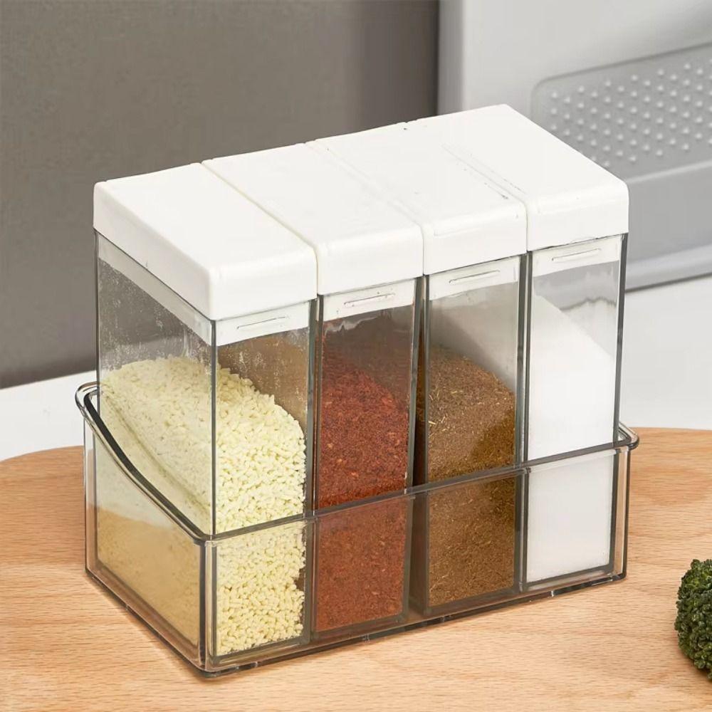 4 in 1 Seasoning Spices Box Double Hole Seasoning Storage Box Home Organization