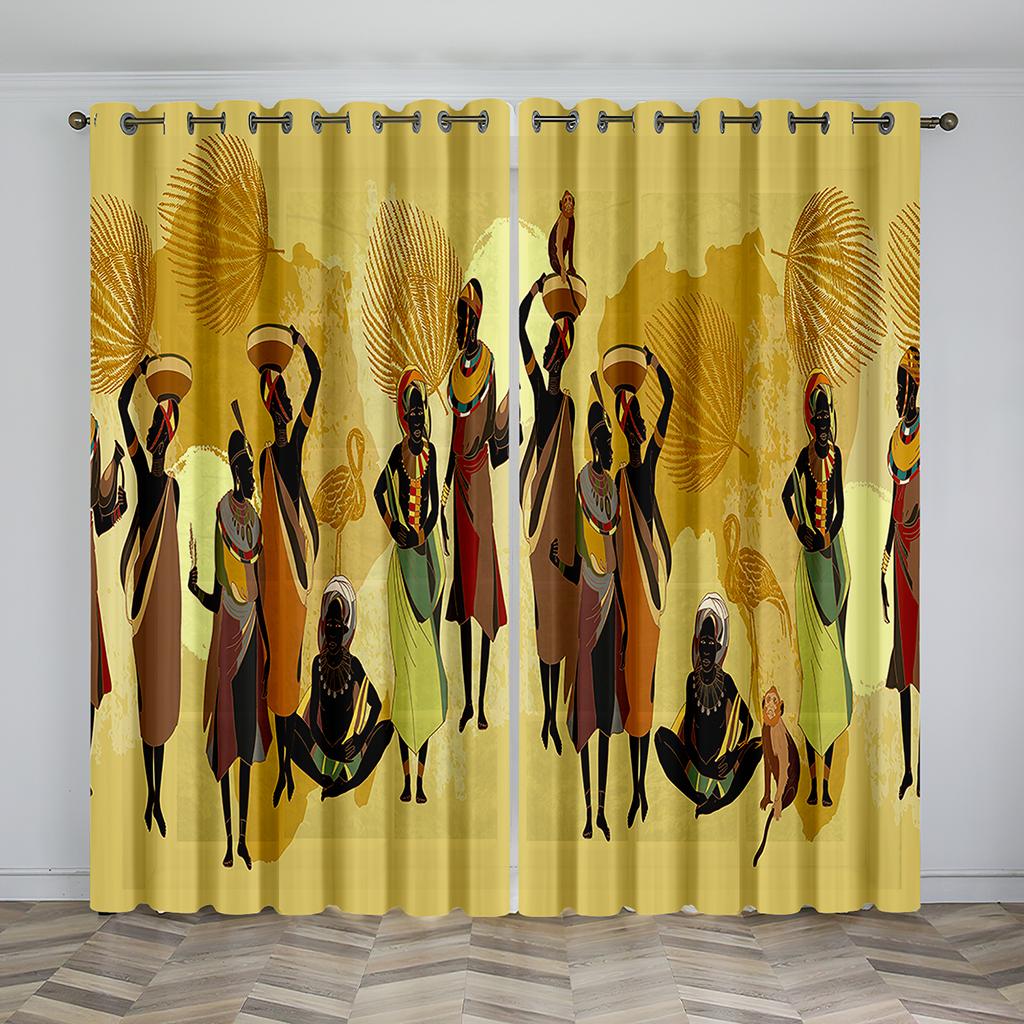 Ethnic African Woman Window Window Drapes Living Space Bedroom Space Kitchen Area Curtain For Children Drapes Window Treatment