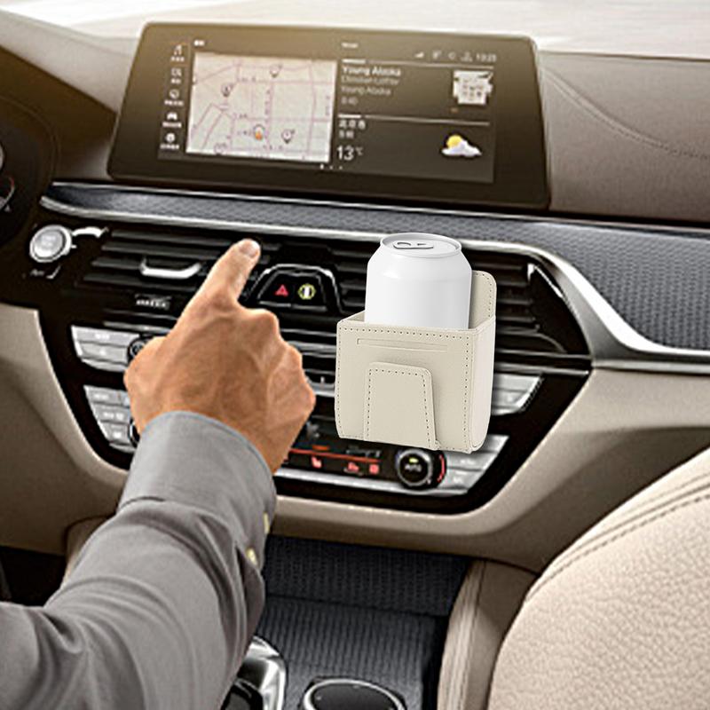 Car Air Vent Organizer PU Leather Car Mobile Phone Holder Multifunctional Storage Container For Keys Cell Phone And Glasses