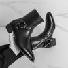 Bocanci Chelsea Bărbați High Top Fără Șireturi Fermoar Lateral Vârf Ascuțit Casual Aspect Piele Talpă de Cauciuc Toc Mediu