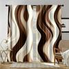 2PC Brown Cream Wave Pattern Sheer Curtains - Modern Minimalist Abstract Print Window Drapes for Living Room Bedroom Decor