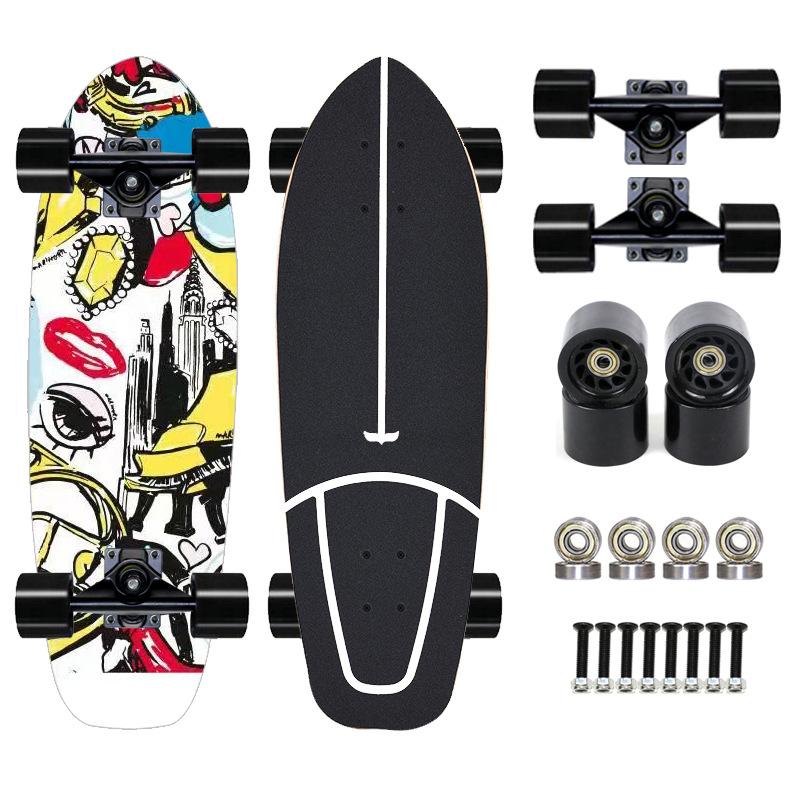 Thailand Maple Big Fish Board Single Upturned Skateboard Walking Board Land Surfboard Brush Street Board Four