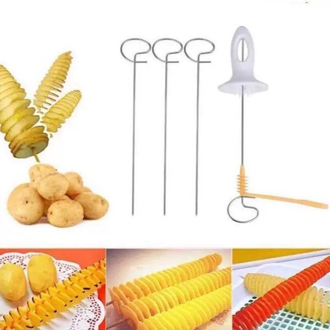 

Household Manual Whirlwind Potato Slice Potato Tower With Strip Steel Tag Set One Size белый