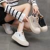 Rundkopf Kekssohle Plateau weiße Schuhe Damen Herbst 2025 neu High-Top Schnürschuhe lässig vielseitig Einzelne Schuhe