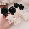 Hair Tie Ribbon Lace Bowknot Decor Imitation Pearl Pendant High Elastic Rubber Band Hair Rope Hair Accessories