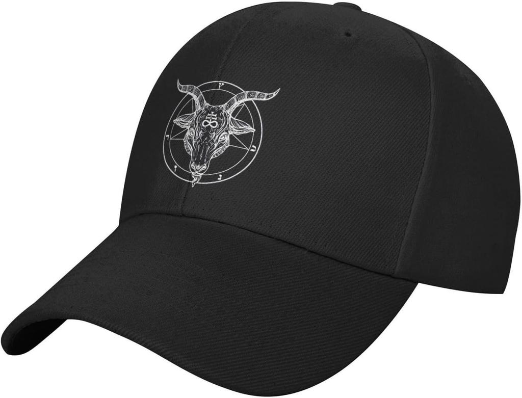 Baphomet Pentagram Goat Head Baseball Cap Casual Cotton Adjustable Curved Brim Dad Hat Unisex