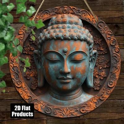 Vintage Buddha Wall Art Office Decor Zen Gift Iron Sheet Metal Painting