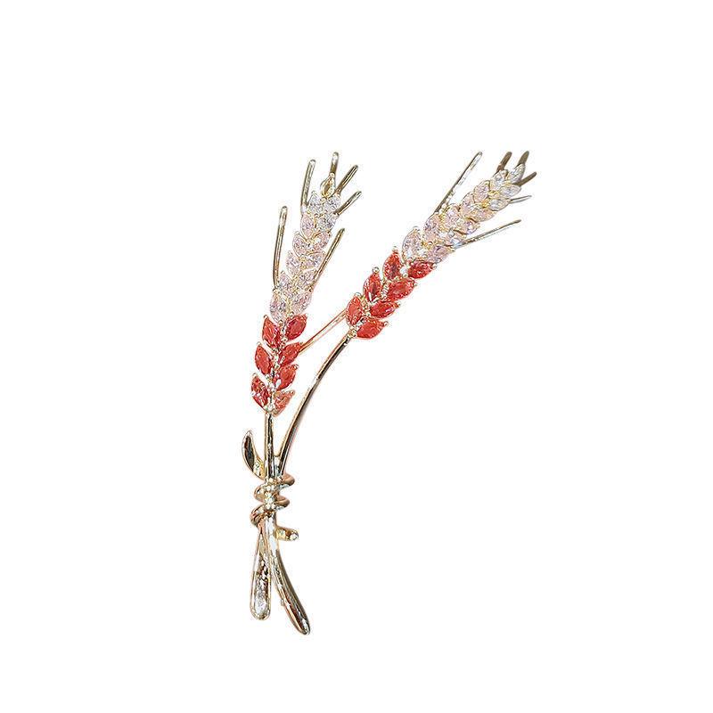 High-Value Wheat Ear Brooch With Diamonds, Elegant Temperament, Corsage, Versatile Suit Pin, Women'S Jewelry