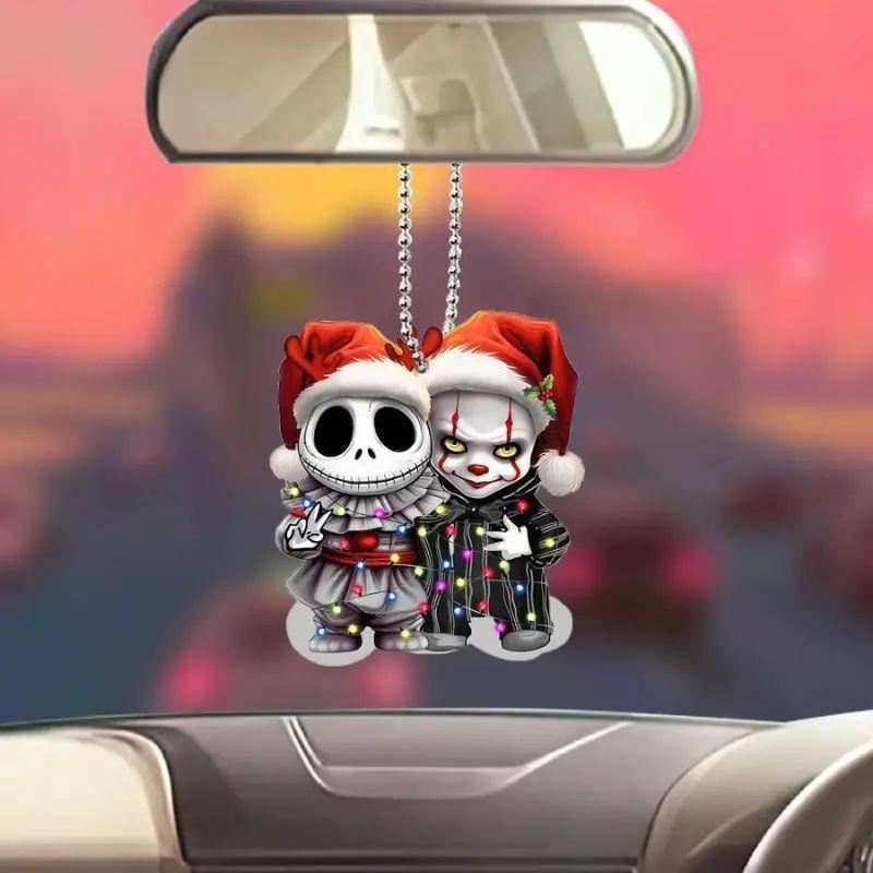 

Halloween Clown It Acrylic Flat Surface Car Pendant For Auto Interior Decor