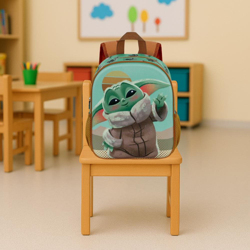 Jednokomorowy 3D Plecak Przedszkolny Grogu Baby Yoda Zielony 26X31X11Cm