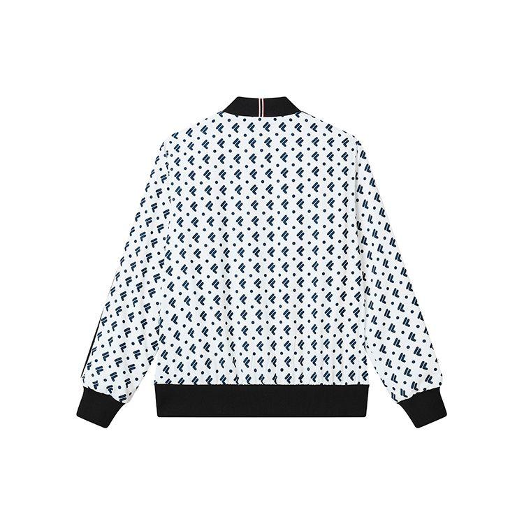 FILA Allover Letter Baseball Collar Woven Jacket Women jackets Legendary-Blue F11W231702F-NV