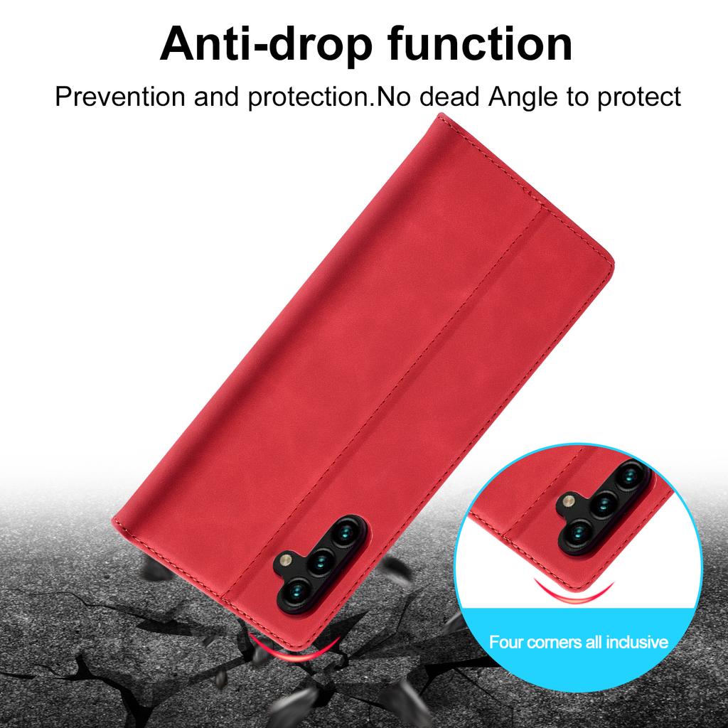 LC.IMEEKE Magnetic Closure Phone Case For Samsung Galaxy A14 4G/5G,PU Leather Cell Phone Cover Wallet Stand