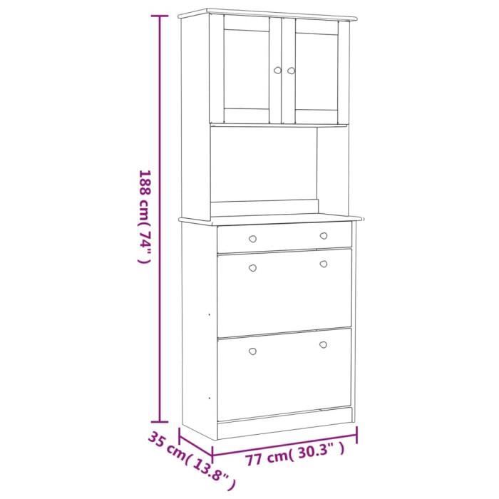 VidaXL Buffet ALTA 77x35x188 cm bois massif de pin 3187777
