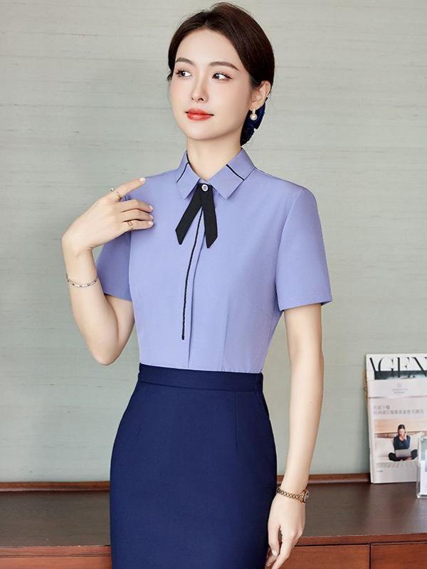 Women's Short Sleeve White Shirt for Work and Interviews - New Spring Arrival