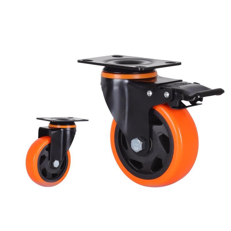 PVC Furniture Caster Wheels with Security Lock Swivel Plate Design 3/4/5in 1Pcs for Dresser Cabinet Moving Dolly