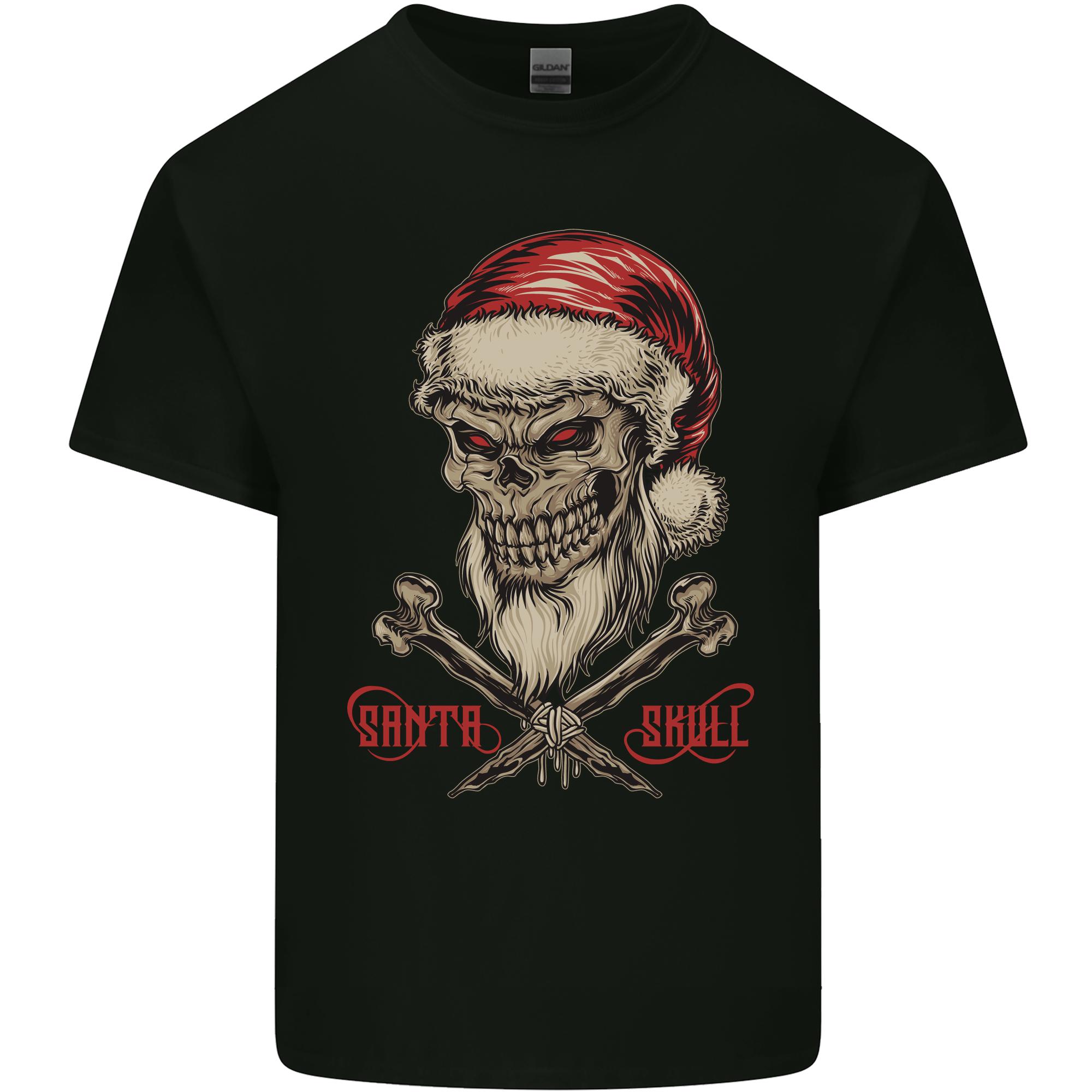 Christmas Santa Skull Heavy Metal Biker Xmas Unisexs Light Cotton TShirt S