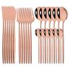 24Pcs Gold Tableware Set Stainless Steel Flatware Dinnerware Spoon Knife Fork Dinner Cutlery Set Western Kitchen Silverware