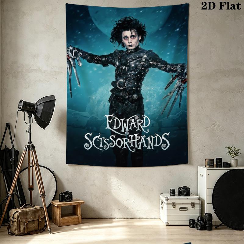 Edward Scissorhands Wall Tapestry Aesthetic Wall Hanging Printed Fabric Blanket Decorative Tapestries For Bedroom Living Room Home Decor