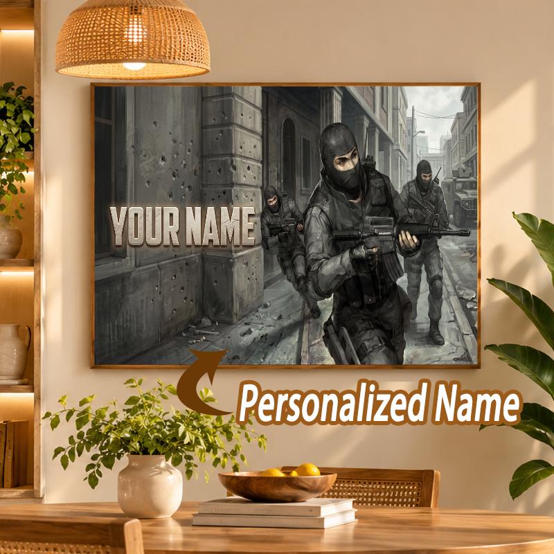 Custom Name Counter-Strike 5D Diamond Painting Personalized Full Drill Diamond Art Kit Gift