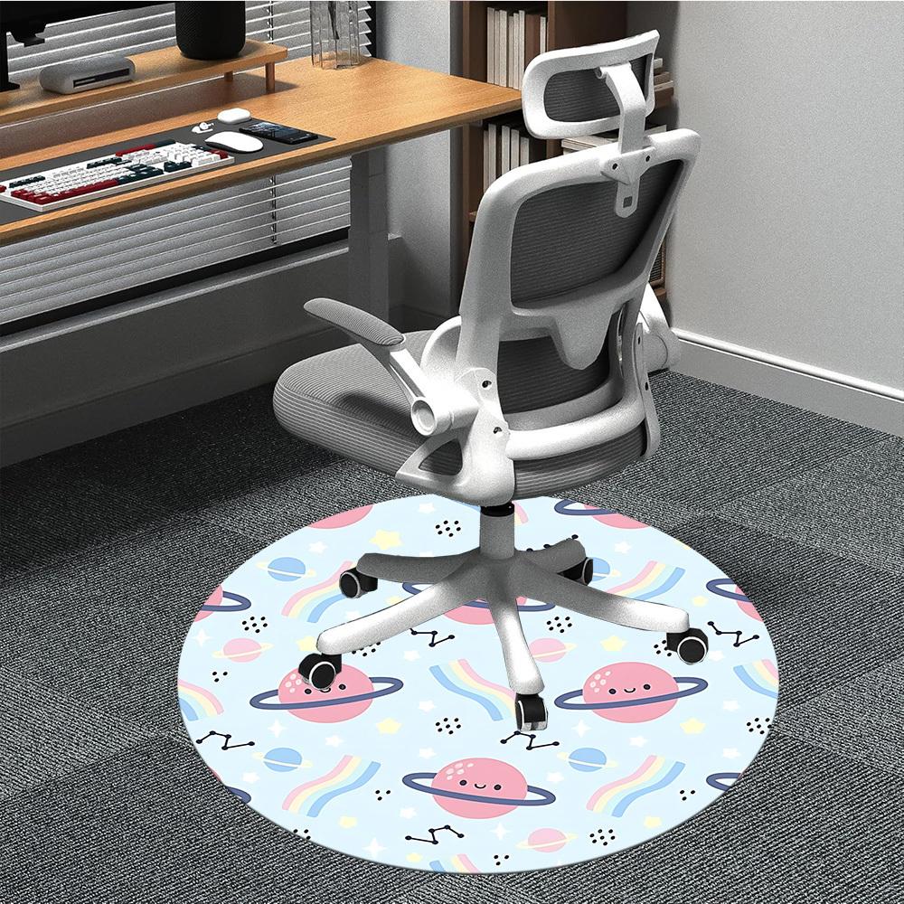 1pc Space Rainbow Pattern Office Round Rug, Carpet for Office, Gaming, Lightweight Round Floor Mat yy260208052