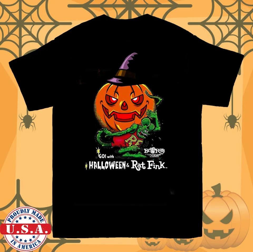 Pumpkin Witch Gol with Halloween and Rat Fink T Shirt All Size AL1076