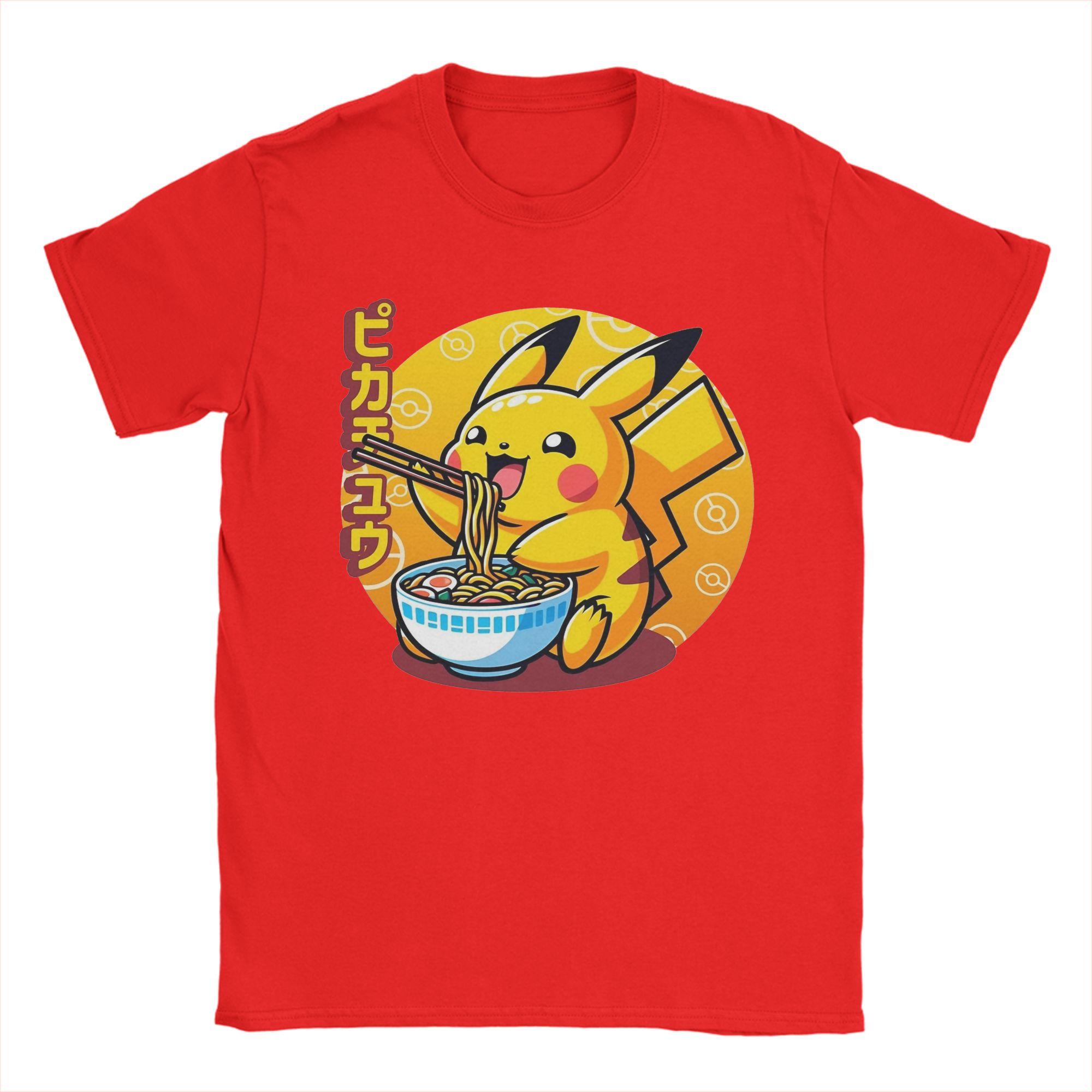 

Unisex TShirt Cute Electric Type Creature Eating RaUnisex PPokemon Cotton Tees Short Sleeve T Shirt Crewneck Clothing Printing S