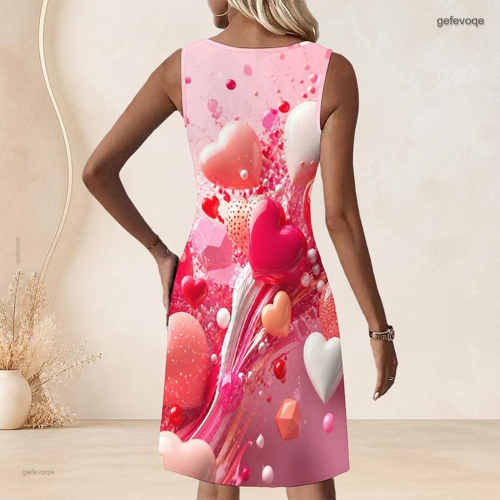 Women Plus Size Sleeveless A Line Dress Black Printed Round Neck Keyhole Ring Detail