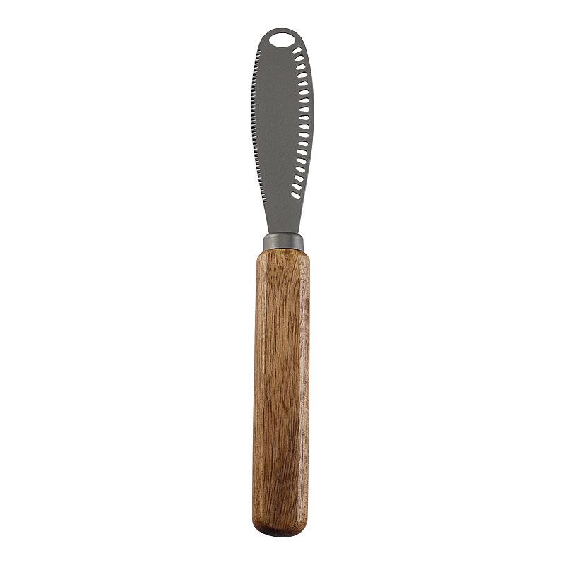 Käsemesser-Set aus Edelstahl mit Titanbeschichtung und Griffen aus Akazienholz (Enthält Butterspachtel, Steakmesser und Gabeln)