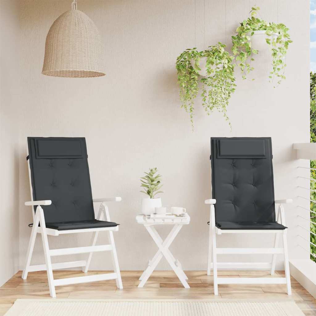 High Back Chair Cushions 2 Pcs Black Oxford Fabric