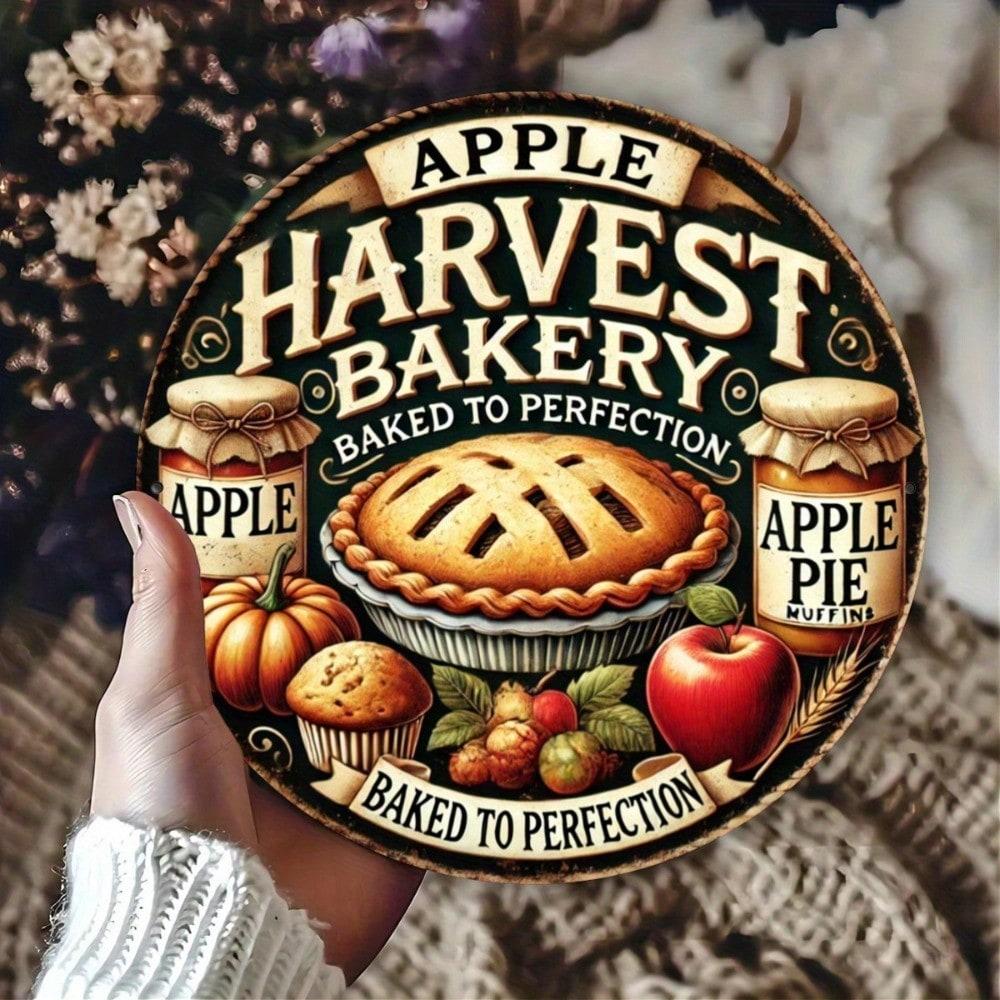 Vintage Apple Bakery Metal Wall Art Kitchen Decor Sign 8x8 Inches 20x20