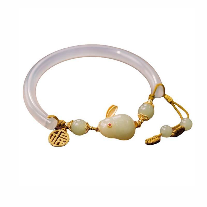 Money Rabbit Like Brocade Imitation Jade Bracelet Female Summer Versatile Student Bracelet Imitation Jade Rabbit Valentine's Day Gift GirlBracelet