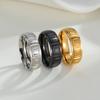 Ring European and American Retro Flower Sand Surface Ring Simple Titanium Steel Ring