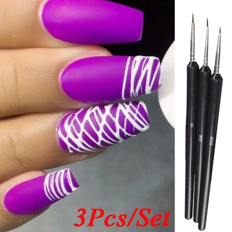 Buy 3Pcs/Set Nail Art Liner Brush Set Painting Nail Art Design Manicure
