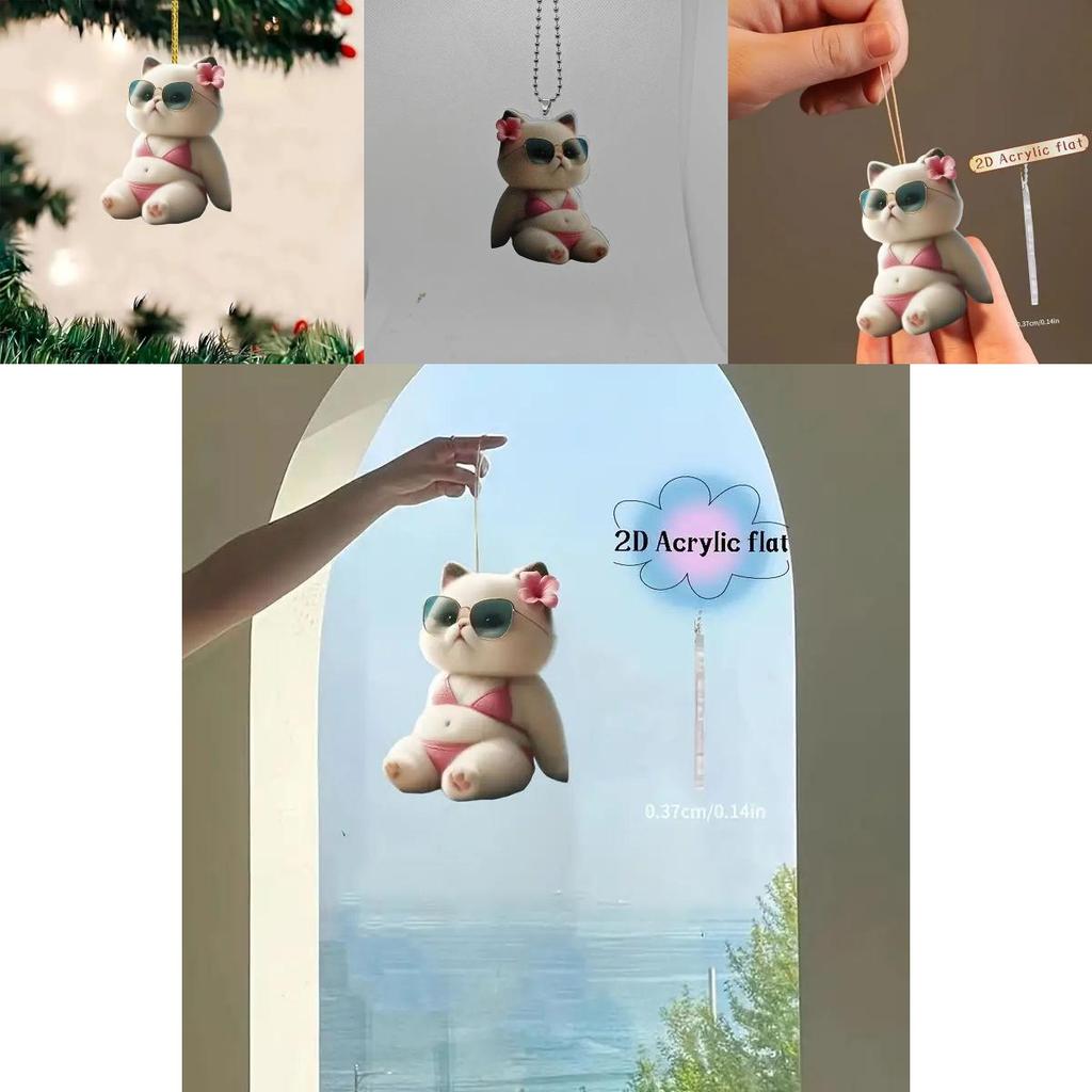 Modern Acrylic Cat Bikini Car Hanging Decoration Charming Interior Ornament