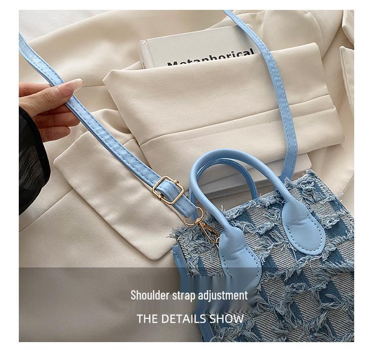 Korean Style Denim Plaid Women's Crossbody Shoulder Bag - Autumn Collection