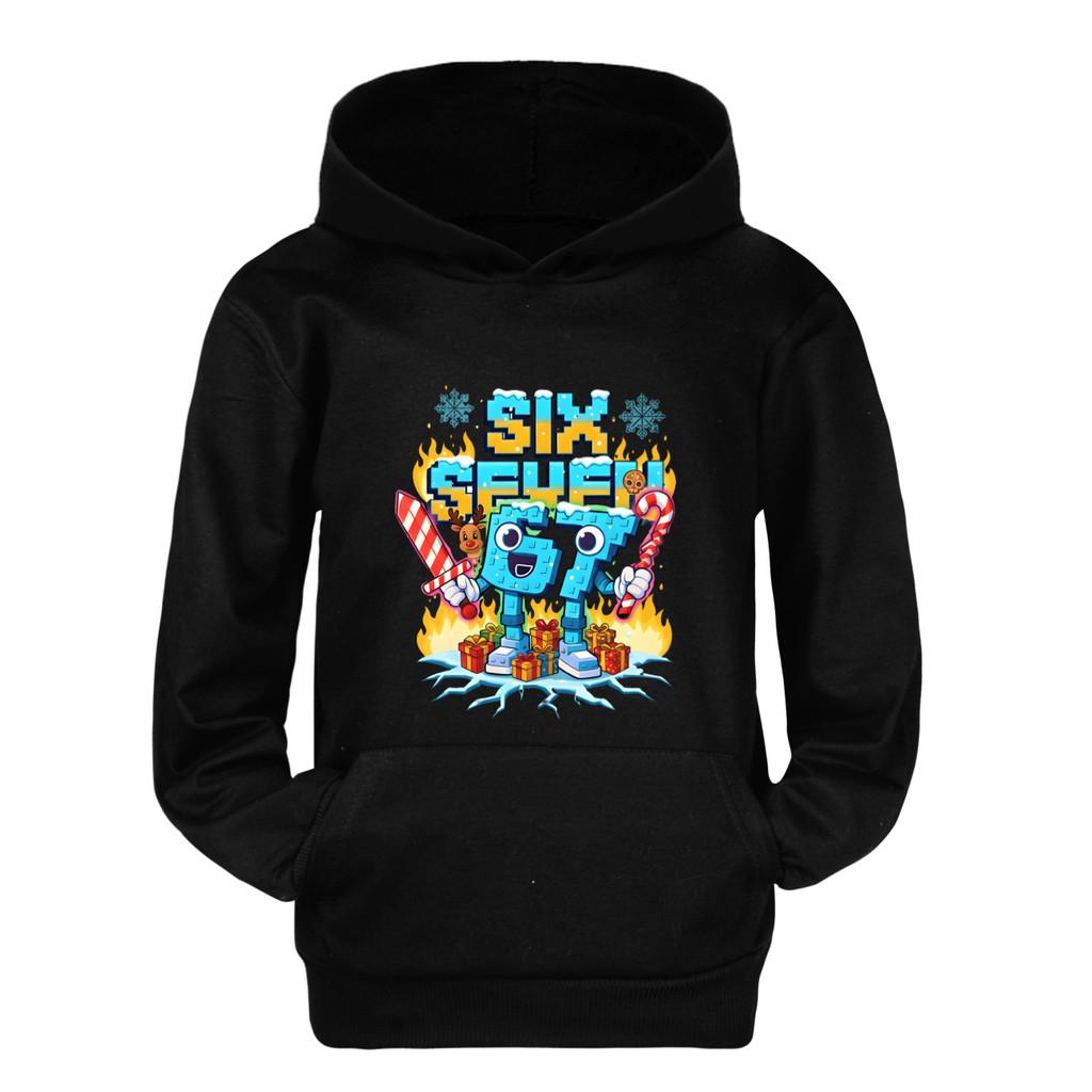 5193 Kinder Jungen Mädchen Steal a Brainrot 67 Six Seven Bedruckter Freizeit-Langarm-Hoodie Top