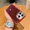 Electroplating lens flash drill mobile phone case is suitable for Apple 16PRO solid color powder 15/14 large hole trend 13 protective case