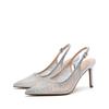 WO Huizhou 2025 summer new European and American fashion pointed mesh yarn rhinestone fine high heel temperament bag head sandals women